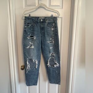 Garage Ripped Blue Boyfriend Jeans